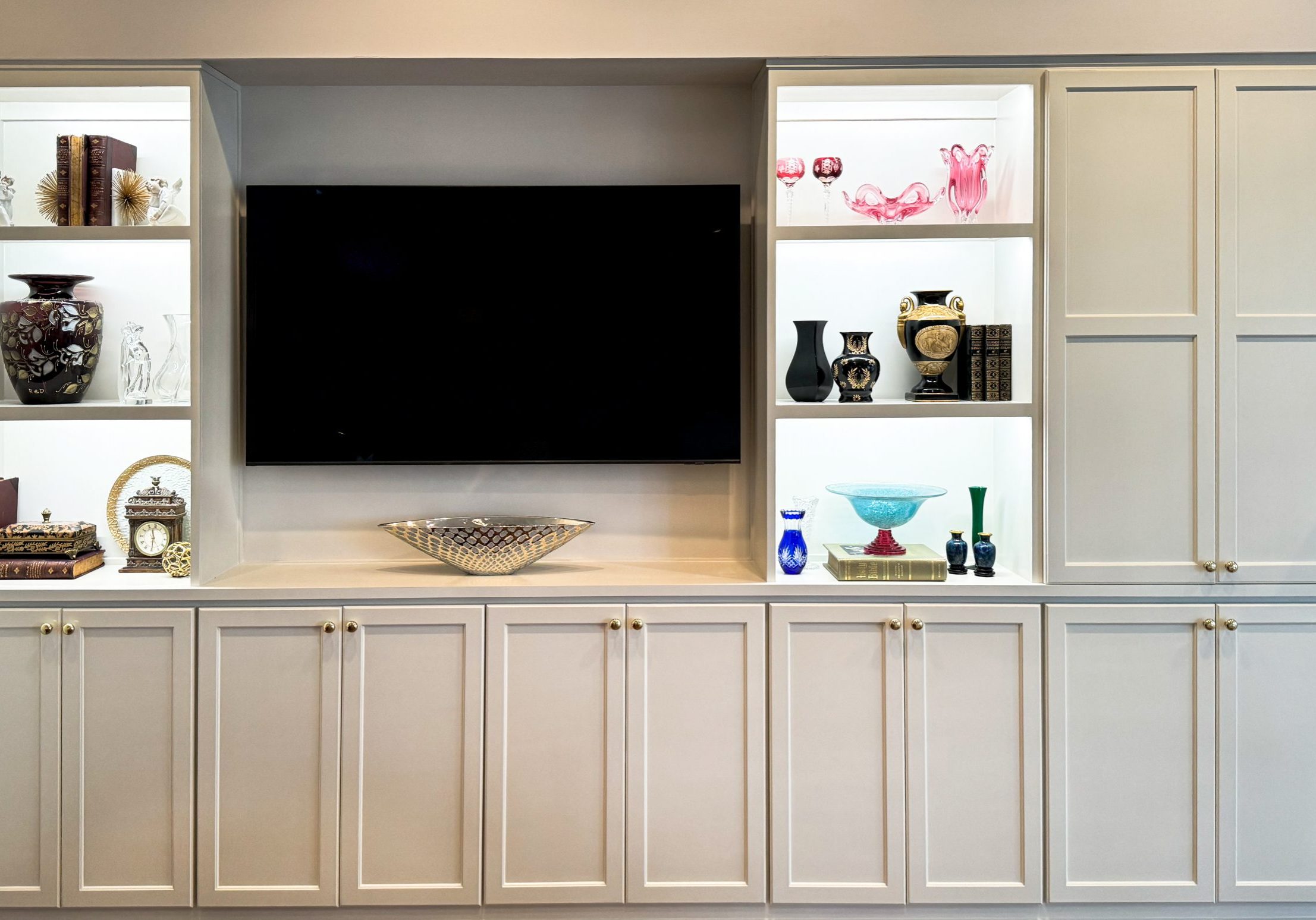 Built-in Entertainment Center with Shaker Cabinets